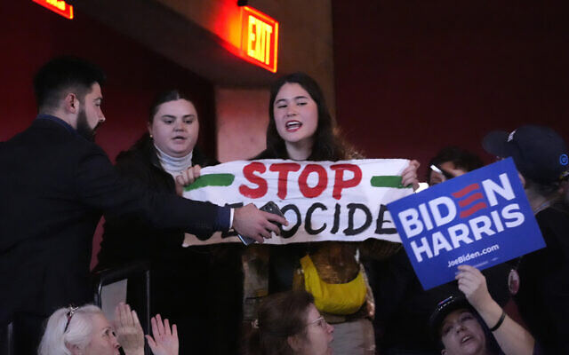 Protesters interrupt Biden at campaign event